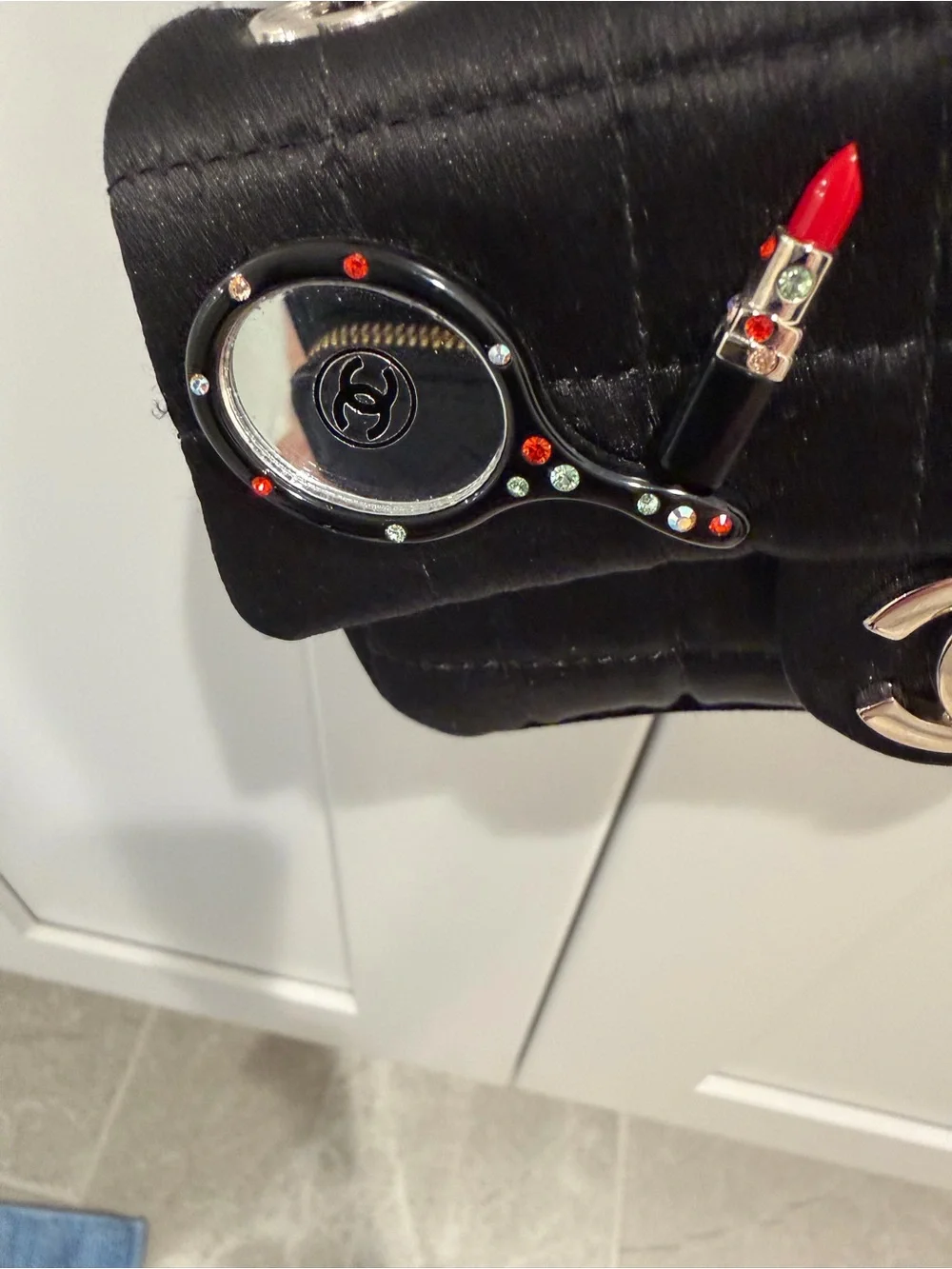 CHANEL Black Quilted Crossbody Bag with Silver CC